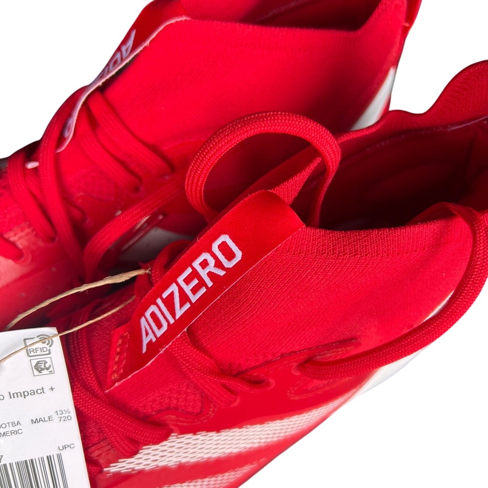 Adidas Adizero Impact Plus + Red Football Cleats Mens 14 speed knit electric mid - Picture 5 of 9